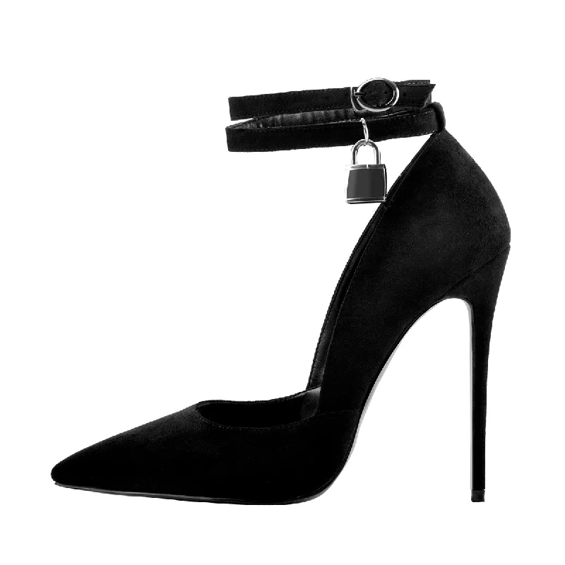 Women's patent leather stiletto heel pumps with a high - shine finishPointed Toe Double Ankle Strap Lock High Heel Pumps Women's patent leather stiletto heel pumps with a high - shine finishPointed Toe Double Ankle Strap Lock High Heel Pumps