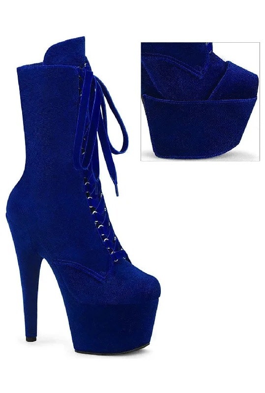 women's ankle boots with velvetADORE-1045VEL Blue Velvet Ankle Boot