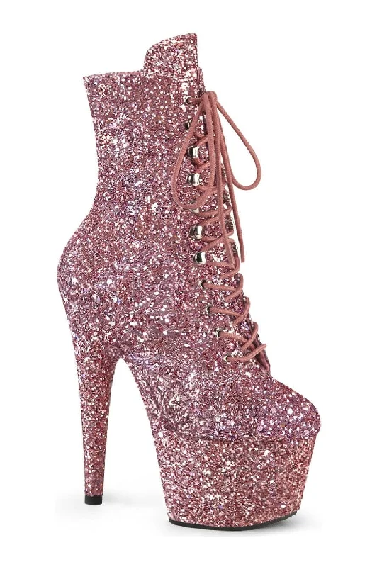 women's flat ankle bootsADORE-1020GWR Rose Gold Glitter Ankle Boot