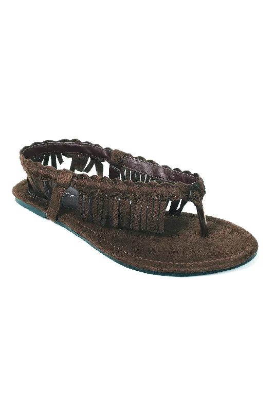 Plus Size Women's Gladiator - Style Heeled Sandals with Multiple Straps in Tan for a Boho - Inspired EnsembleEllie 015-APACHE Heel Sandal With Braid And Fringe