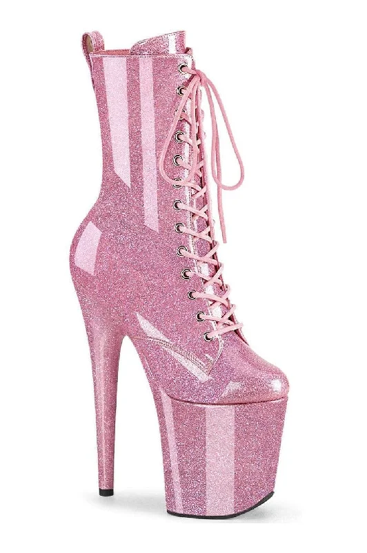 women's leather ankle bootsFLAMINGO-1040GP Pink Glitter Patent Ankle Boot