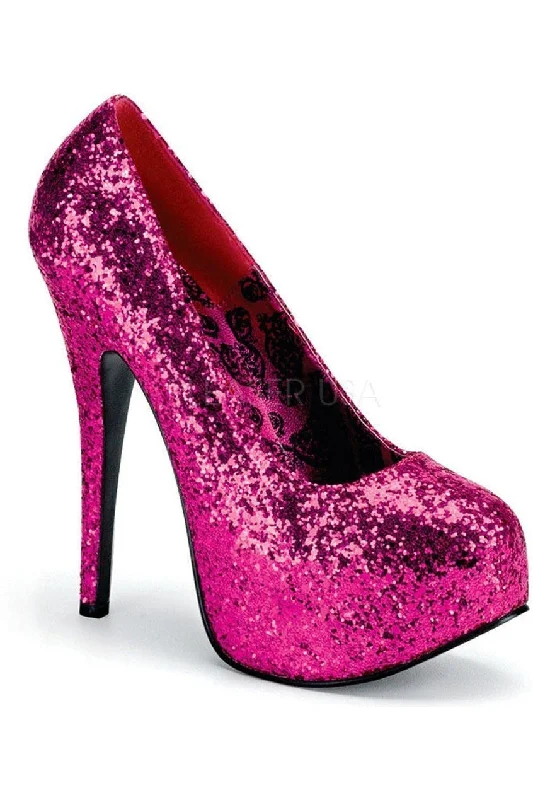 Women's prom stiletto heel pumps in a shimmery fabricTEEZE-06G Pump | Fuchsia Glitter Women's prom stiletto heel pumps in a shimmery fabricTEEZE-06G Pump | Fuchsia Glitter