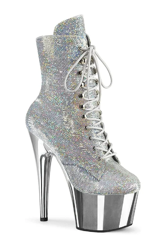 women's ankle boots with padded insolesADORE-1020SQ-02 Silver Sequins Ankle Boot