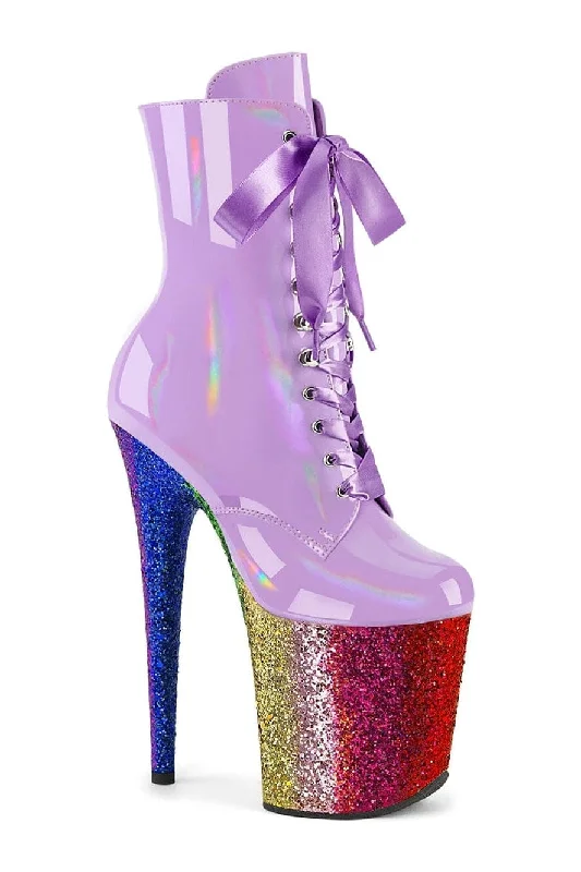 women's ankle boots with metallic finishFLAMINGO-1020HG Purple Patent Ankle Boot