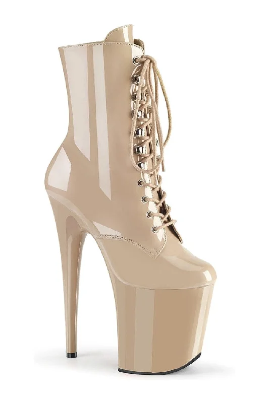 women's ankle boots for fallFLAMINGO-1020 Nude Patent Ankle Boot