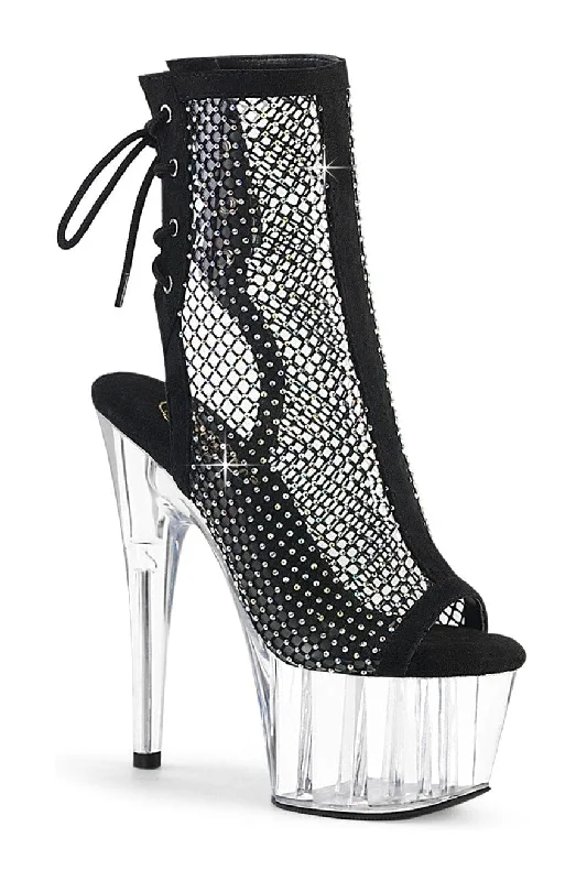 women's heeled ankle bootsADORE-1018RM Black Faux Suede Ankle Boot