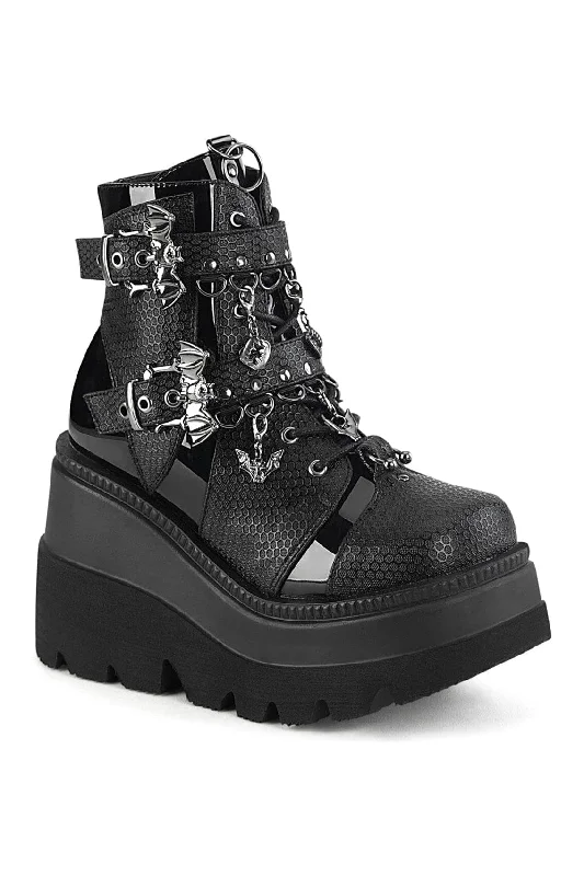 women's ankle boots with studsSHAKER-66 Black Vegan Leather Ankle Boot