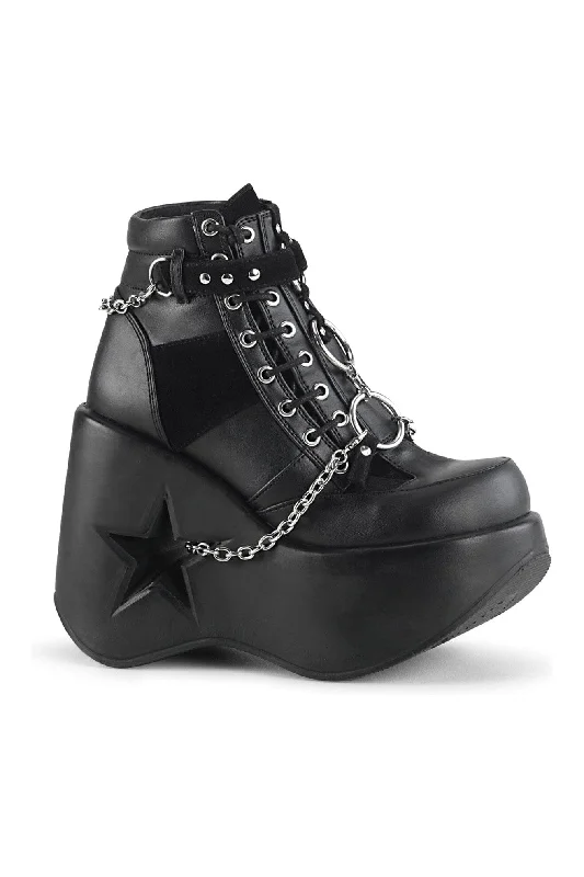 women's ankle boots with glitterDYNAMITE-101 Black Hologram Patent Ankle Boot
