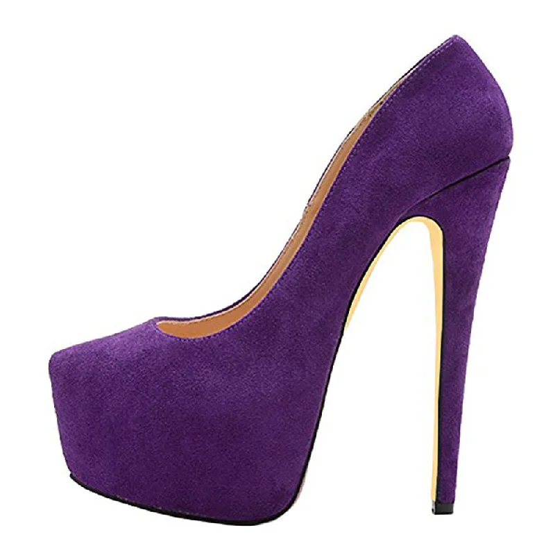 Women's holiday party stiletto heel pumps with a festive touchPurple Classic Platform Round Toe Pumps Chunky Heels Women's holiday party stiletto heel pumps with a festive touchPurple Classic Platform Round Toe Pumps Chunky Heels