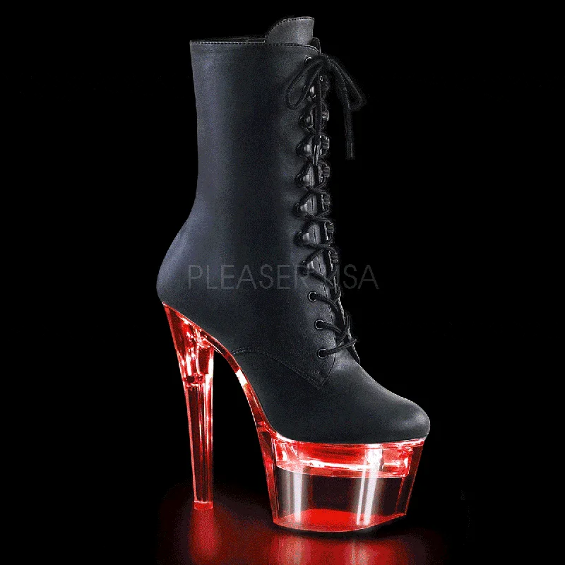 women's ankle boots for wide calvesFLASHDANCE-1020-7 Platform Ankle Boot | Black Faux Leather
