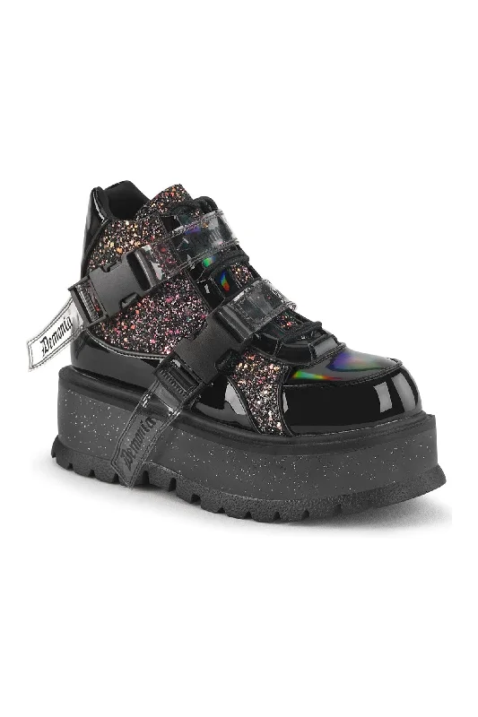 women's ankle boots with chunky heelsSLACKER-50 Black Glitter Ankle Boot