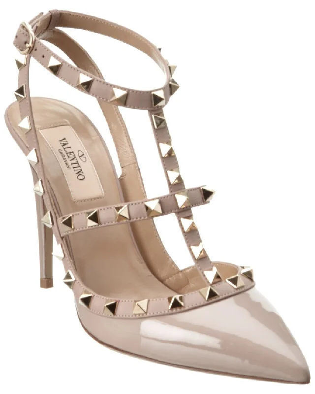 Women's hot pink stiletto heel pumps for a fun night outValentino Rockstud Caged 100 Patent Pump Women's hot pink stiletto heel pumps for a fun night outValentino Rockstud Caged 100 Patent Pump