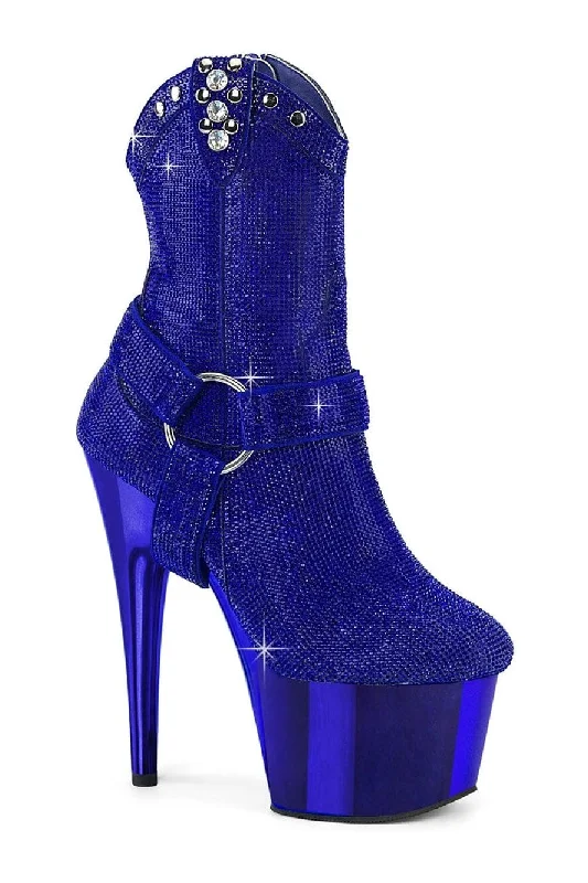 women's platform ankle bootsADORE-1029CHRS Blue Faux Suede Ankle Boot