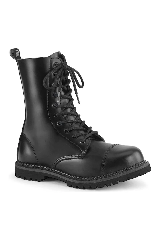 women's ankle boots with elastic sidesRIOT-10 Black Leather Ankle Boot