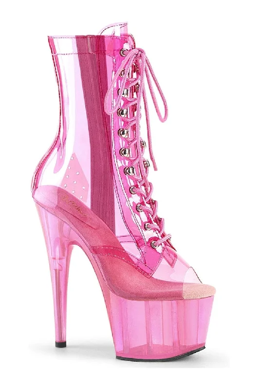 women's ankle boots with pointed toeADORE-1021C-T Pink Vinyl Ankle Boot