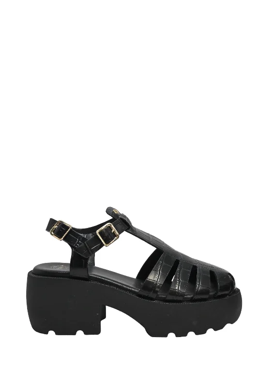 Women's strappy open - toe stiletto heel pumps with rhinestones[WS6863] Maje | Platform pump