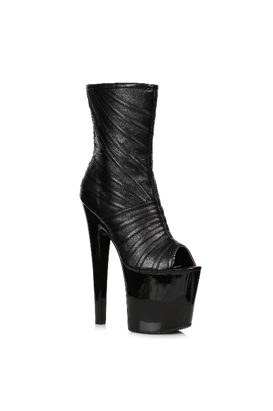 women's ankle boots for petite womenEllie 821-PICTO 8" Platform Open Toe Ankle Boot