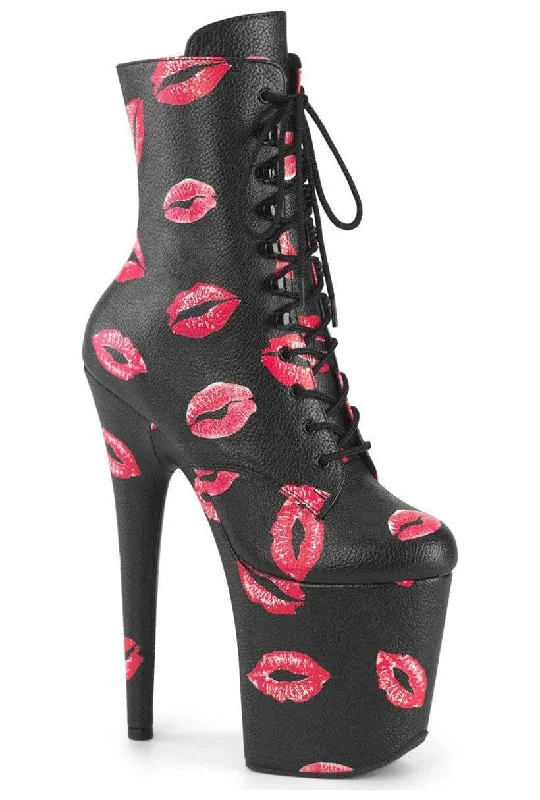 women's ankle boots for officeFLAMINGO-1020KISSES Black Faux Leather Ankle Boot