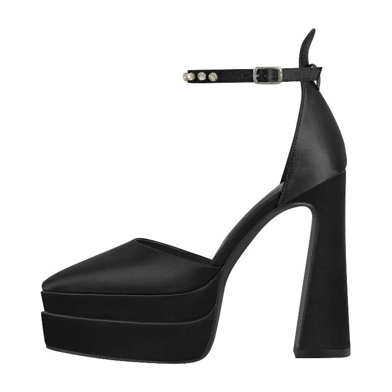 Women's non - slip stiletto heel pumps for safety on slippery floorsDouble Platform Pointed Toe Chunky Heel Pumps Women's non - slip stiletto heel pumps for safety on slippery floorsDouble Platform Pointed Toe Chunky Heel Pumps