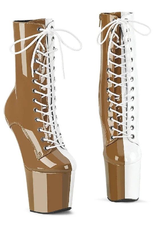 women's ankle boots with adjustable strapsCRAZE-1040TT Taupe Patent Ankle Boot