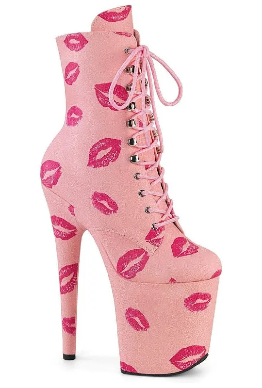 women's ankle boots with pointed toeFLAMINGO-1020KISSES Pink Faux Leather Ankle Boot