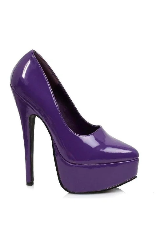 Women's shock - absorbing stiletto heel pumps for all - day wear652-PRINCE Platform Pump  | Purple Patent