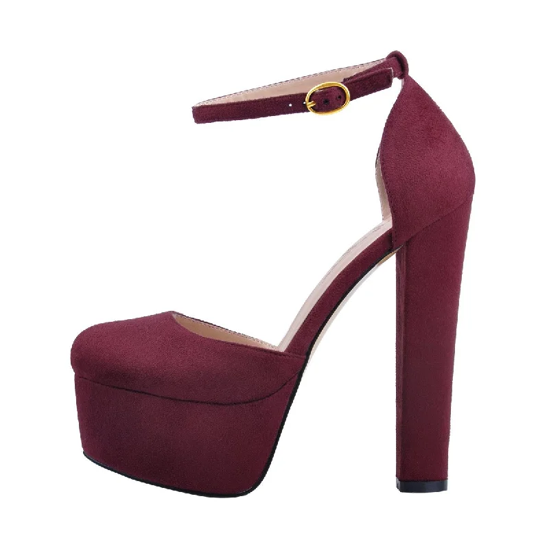 Women's hot pink stiletto heel pumps for a fun night outPlatform Chunky High Heel Mary Jane Burgundy Pumps Women's hot pink stiletto heel pumps for a fun night outPlatform Chunky High Heel Mary Jane Burgundy Pumps