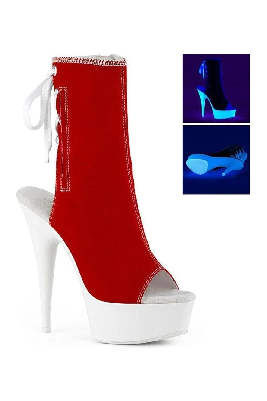 women's ankle boots with sock designSS-DELIGHT-1018SK Red Canvas Ankle Boot