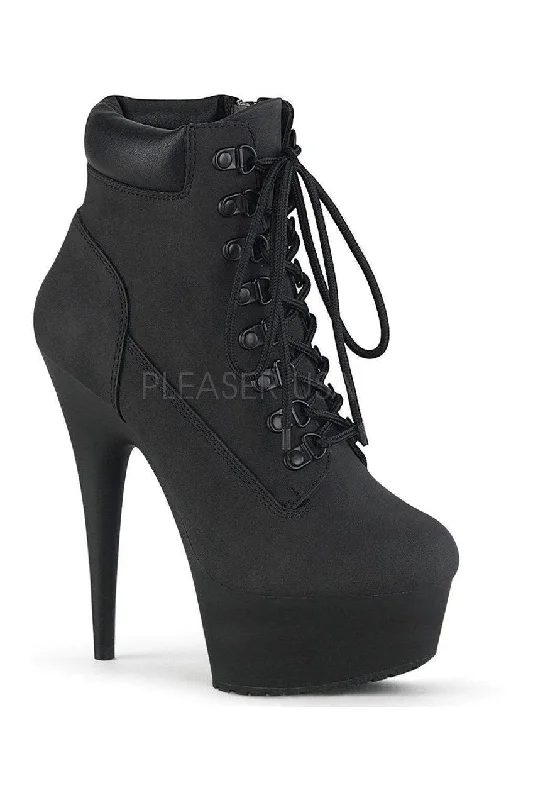 women's ankle boots with over-the-knee lookDELIGHT-600TL-02 Platform Ankle Boot | Black Faux Leather