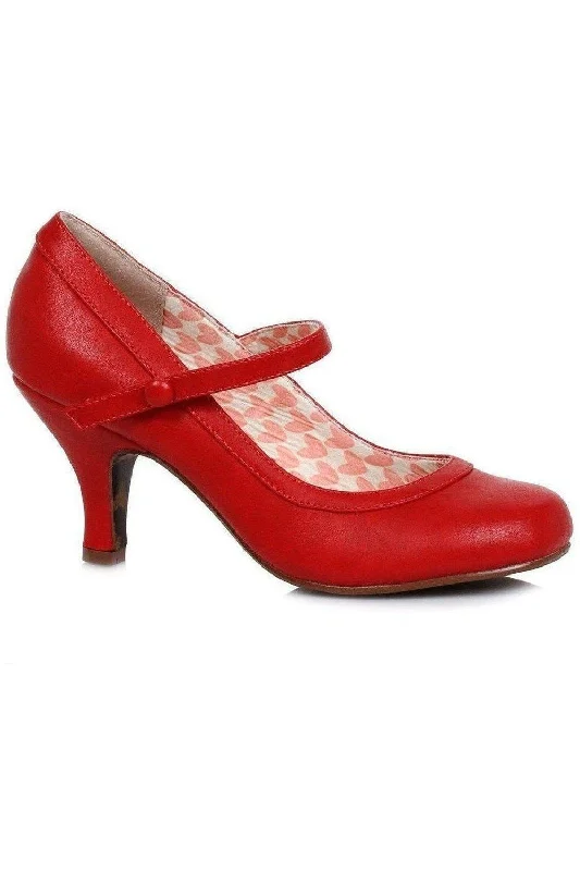 Women's office - appropriate stiletto heel pumps with a low - heel optionBettie Page Bettie Vintage Pump  | Red Faux Leather