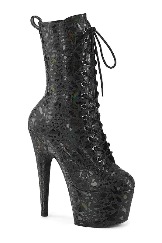 women's ankle boots for fallADORE-1040LPH Black Faux Leather Ankle Boot