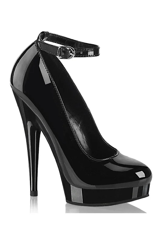 Women's wedding stiletto heel pumps with a pearl - encrusted strapSULTRY-686 Pump | Black Patent