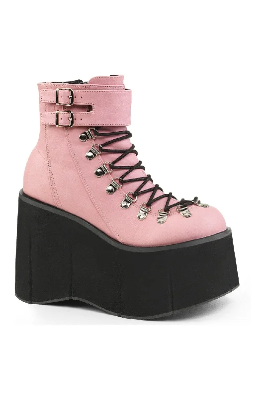 women's ankle boots with chunky heelsKERA-21 Pink Vegan Leather Ankle Boot