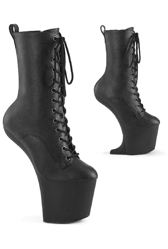 women's ankle boots with round toeCRAZE-1040 Black Faux Leather Ankle Boot