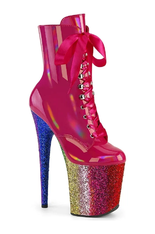 women's ankle boots with hidden wedgeFLAMINGO-1020HG Fuchsia Patent Ankle Boot