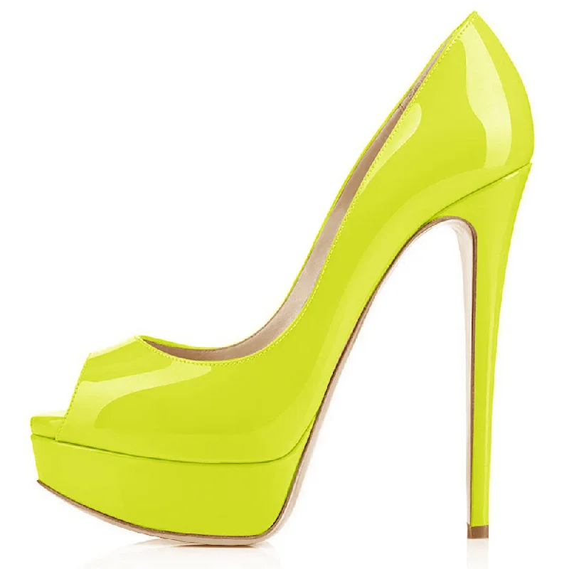 Women's brocade stiletto heel pumps with a vintage feelYellow Platform Peep Toe Stiletto Pumps Women's brocade stiletto heel pumps with a vintage feelYellow Platform Peep Toe Stiletto Pumps