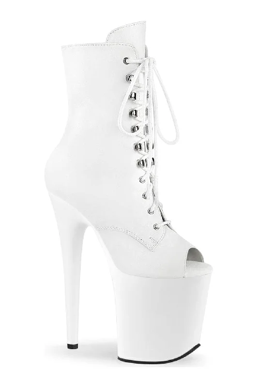 women's chelsea ankle bootsFLAMINGO-1021 White Faux Leather Ankle Boot
