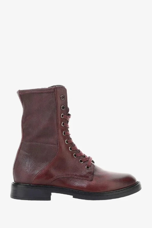 Women's biker boots for a winter partyMJUS 81201 BURGUNDY LEATHER BOOT
