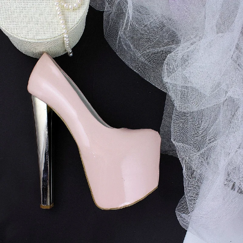 Women's prom stiletto heel pumps in a shimmery fabricLight Powder Pink Silver Thick Heels Women's prom stiletto heel pumps in a shimmery fabricLight Powder Pink Silver Thick Heels