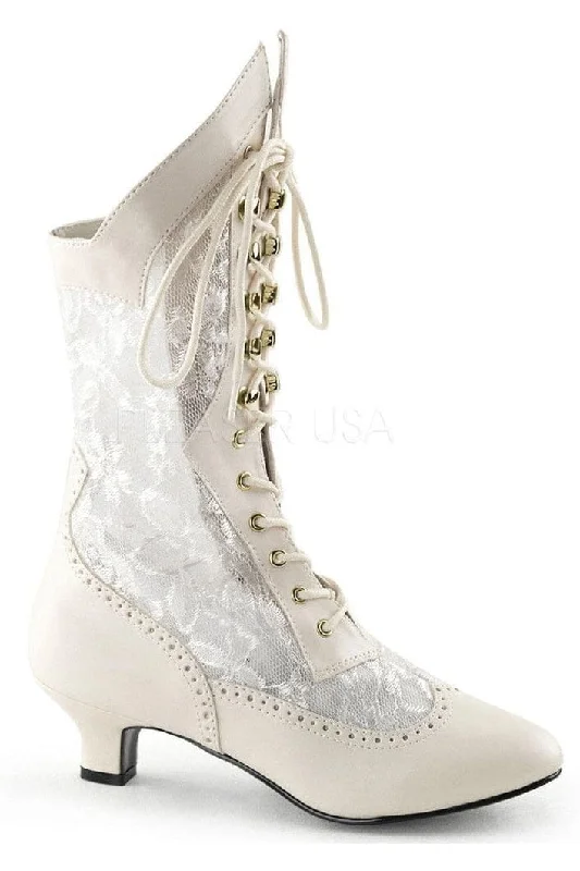 women's ankle boots with elastic sidesSS-DAME-115 Ankle Boot | Ivory   Lace