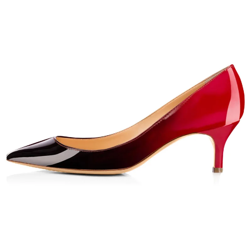 Women's wide - width stiletto heel pumps for a comfortable fitOnlymaker Pumps Black Red Gradient 2.5 inches Heels Women's wide - width stiletto heel pumps for a comfortable fitOnlymaker Pumps Black Red Gradient 2.5 inches Heels