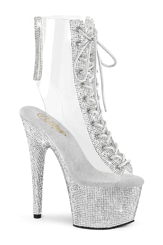 women's ankle boots with perforationsBEJEWELED-1016C-2-7 Clear Vinyl Ankle Boot