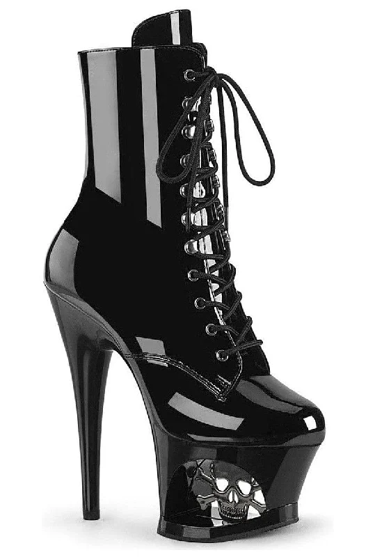 women's ankle boots with block heelsMOON-1020SK Black Patent Ankle Boot