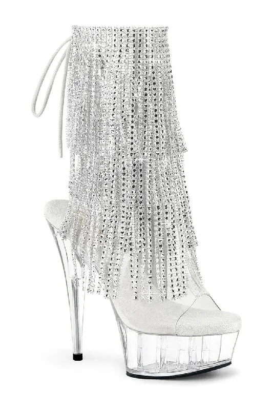 women's flat ankle bootsDELIGHT-1017RSF Clear Vinyl Ankle Boot
