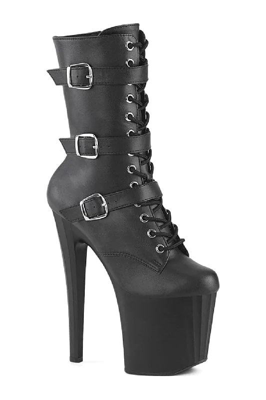 women's ankle boots for fashion-forwardENCHANT-1043 Black Faux Leather Ankle Boot