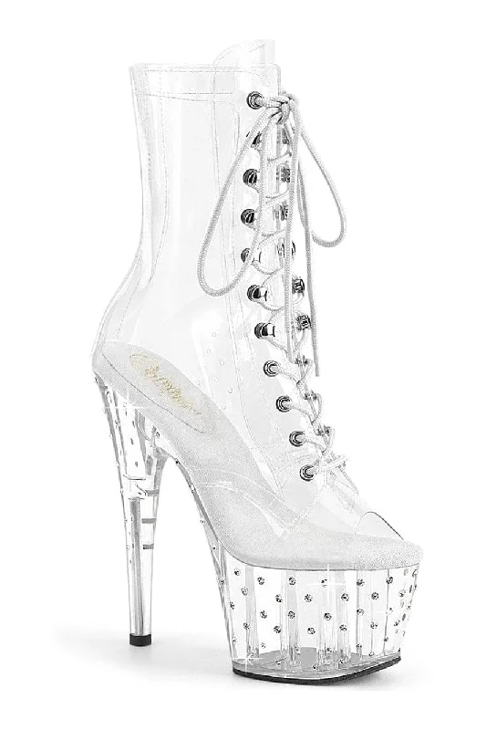 women's ankle boots for fashion-forwardSTARDUST-1021C-7 Clear Vinyl Ankle Boot
