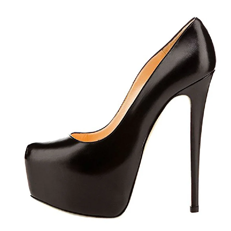 Women's prom stiletto heel pumps in a shimmery fabricBlack Matte Round Toe Super High Heel Platform Stiletto Slip On Pumps Women's prom stiletto heel pumps in a shimmery fabricBlack Matte Round Toe Super High Heel Platform Stiletto Slip On Pumps