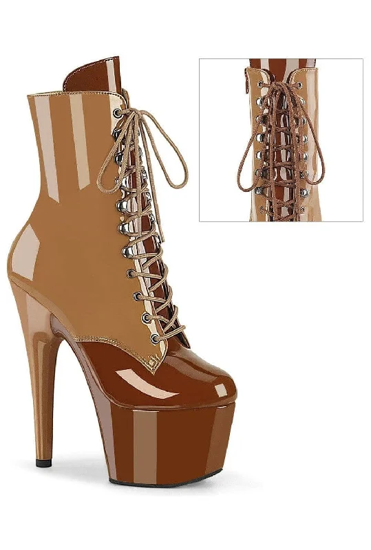 women's ankle boots with over-the-knee lookADORE-1020DC Brown Patent Ankle Boot