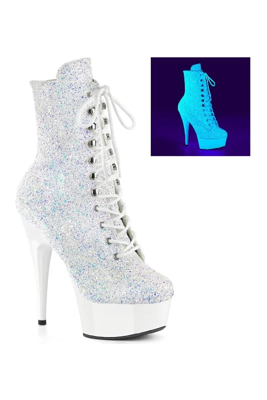 women's platform ankle bootsDELIGHT-1020LG White Glitter Ankle Boot