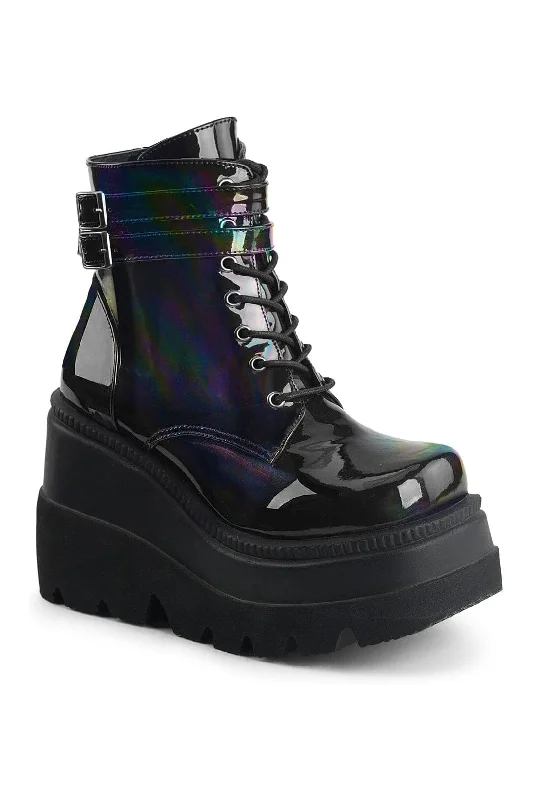 women's platform ankle bootsSHAKER-52 Black Hologram Ankle Boot